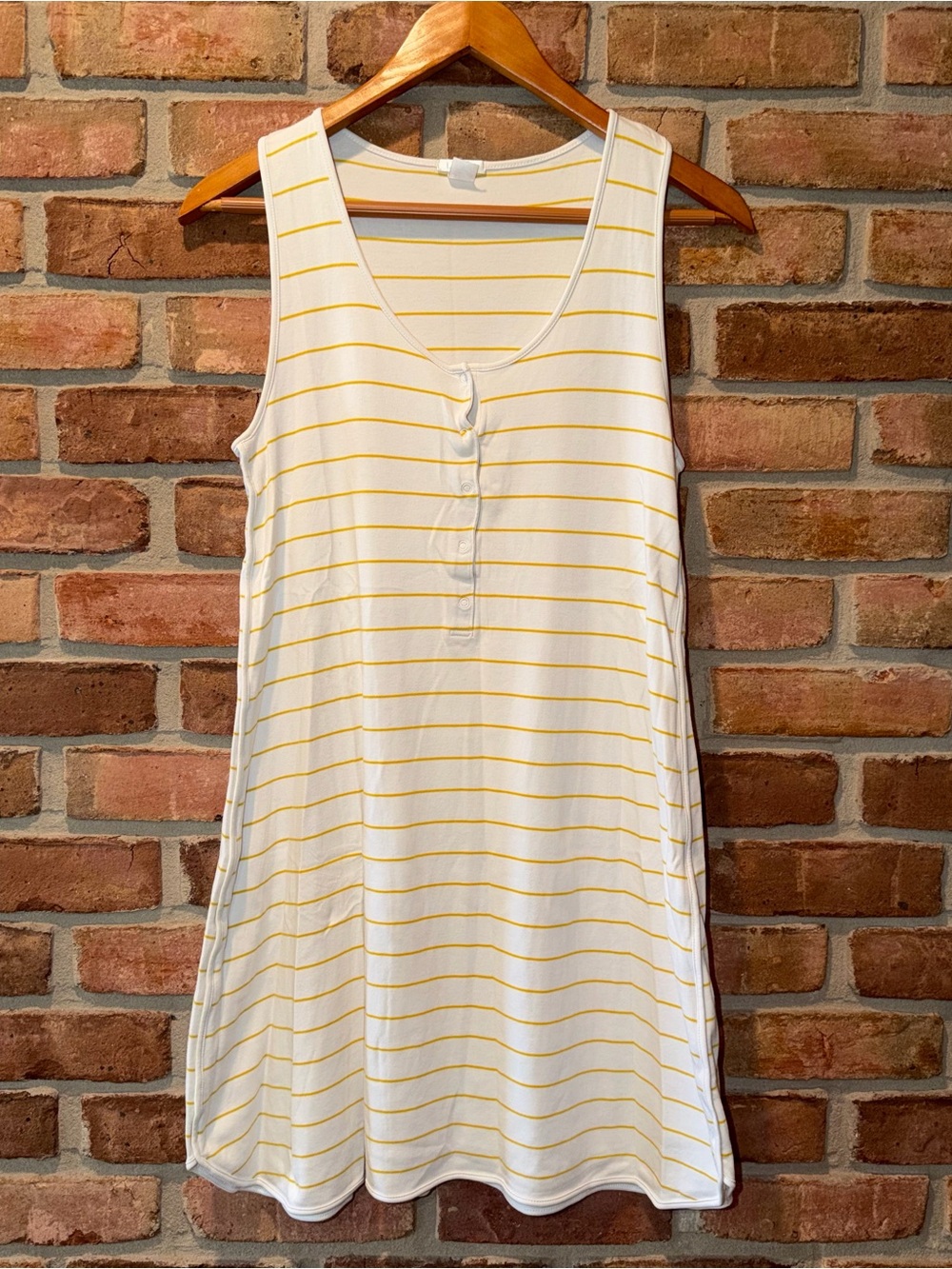 LAKE 100% Pima Cotton Sleeveless Pajama Dress – Yellow Striped XS